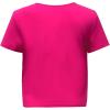 imageOYOANGLE Girls Pearl Beaded Short Sleeve Round Neck Knot Hem Shirt Tops Casual Cute Tee ShirtHot Pink