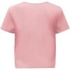 imageOYOANGLE Girls Pearl Beaded Short Sleeve Round Neck Knot Hem Shirt Tops Casual Cute Tee ShirtPink