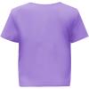 imageOYOANGLE Girls Pearl Beaded Short Sleeve Round Neck Knot Hem Shirt Tops Casual Cute Tee ShirtPurple