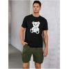 imageOYOANGLE Mens Summer Graphic Short Sleeve Crewneck TShirt Tee ShirtsBlack