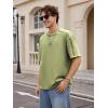 imageOYOANGLE Mens Textured Half Sleeve Loose Casual Tee Shirt Crew Neck Drop Shoulder Top StreetwearLight Green