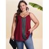 imageOYOANGLE Plus Size Cami Tops for Women Summer Sleeveless Lace Trim Tank TopBurgundy