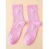imageOYOANGLE Womens 1 Pair Cute Cartoon Print Crew Socks Simple Casual Lightweight SocksPink Heart Print