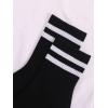 imageOYOANGLE Womens 2 Pairs Striped Trim Casual Crew Socks Simple Mid Calf SocksBlack Striped