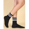 imageOYOANGLE Womens 2 Pairs Striped Trim Casual Crew Socks Simple Mid Calf SocksBlack and White