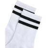 imageOYOANGLE Womens 2 Pairs Striped Trim Casual Crew Socks Simple Mid Calf SocksGreyWhite