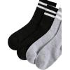 imageOYOANGLE Womens 2 Pairs Striped Trim Casual Crew Socks Simple Mid Calf SocksLight Greyblack