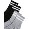 imageOYOANGLE Womens 2 Pairs Striped Trim Casual Crew Socks Simple Mid Calf SocksLight Greyblack