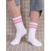 imageOYOANGLE Womens 2 Pairs Striped Trim Casual Crew Socks Simple Mid Calf SocksLight Pinkmulti