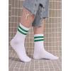 imageOYOANGLE Womens 2 Pairs Striped Trim Casual Crew Socks Simple Mid Calf SocksMulticolor