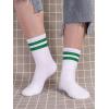 imageOYOANGLE Womens 2 Pairs Striped Trim Casual Crew Socks Simple Mid Calf SocksMulticolor