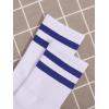 imageOYOANGLE Womens 2 Pairs Striped Trim Casual Crew Socks Simple Mid Calf SocksStripedbluered