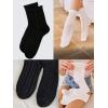 imageOYOANGLE Womens 3 Pairs Cable Knit Casual Crew Socks Stretchy Solid Simple SocksBlack and White