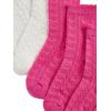 imageOYOANGLE Womens 3 Pairs Cable Knit Casual Crew Socks Stretchy Solid Simple SocksHot Pink White