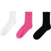 imageOYOANGLE Womens 3 Pairs Cable Knit Casual Crew Socks Stretchy Solid Simple SocksPink White Black