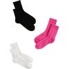 imageOYOANGLE Womens 3 Pairs Cable Knit Casual Crew Socks Stretchy Solid Simple SocksPink White Black