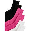 imageOYOANGLE Womens 3 Pairs Cable Knit Casual Crew Socks Stretchy Solid Simple SocksPink White Black