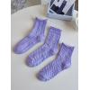 imageOYOANGLE Womens 3 Pairs Cable Knit Casual Crew Socks Stretchy Solid Simple SocksPurple