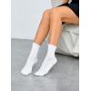 imageOYOANGLE Womens 3 Pairs Cable Knit Casual Crew Socks Stretchy Solid Simple SocksWhite
