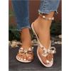 imageOYOANGLE Womens Bow Knot Studded Thong Sandals Open Toe Dressy Flat SandalsApricot