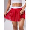 imageOYOANGLE Womens Color Block Workout Skirts Elastic Waist Tulle Pleated Skorts Athletic Tennis SkirtRed