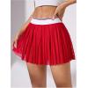 imageOYOANGLE Womens Color Block Workout Skirts Elastic Waist Tulle Pleated Skorts Athletic Tennis SkirtRed