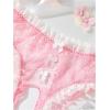 imageOYOANGLE Womens Crotchless Panties Bow Floral Lace Sheer Frilly Underwear Cut Out Low Rise BriefsPink