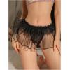 imageOYOANGLE Womens Crotchless Panties Lace Trim Ruffle Sheer Low Rise Thongs Mesh Lingerie UnderwearBlack