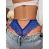 imageOYOANGLE Womens Floral Lace Pearl Decor Cut Out Panties Mid Rise Thongs Lingerie UnderwearRoyal Blue