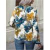 imageOYOANGLE Womens Floral Print Long Sleeve Mock Neck Blouse Work Casual Pleated Shirt TopsWhite