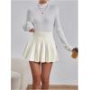 imageOYOANGLE Womens Glitter Sparkly Pleated Short Skirts Trendy Party Flared A Line Skater SkirtBeige