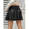 imageOYOANGLE Womens Glitter Sparkly Pleated Short Skirts Trendy Party Flared A Line Skater SkirtBlack