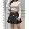 imageOYOANGLE Womens Glitter Sparkly Pleated Short Skirts Trendy Party Flared A Line Skater SkirtBlack