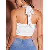imageOYOANGLE Womens Glitter Sparkly Sleeveless Tie Backless Ruched Crop Halter Tops Party ClubwearPlain White