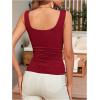 imageOYOANGLE Womens Going Out Top Sleeveless Summer Casual Fitted Tank Top TeeBurgundy