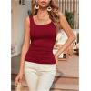 imageOYOANGLE Womens Going Out Top Sleeveless Summer Casual Fitted Tank Top TeeBurgundy