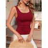 imageOYOANGLE Womens Going Out Top Sleeveless Summer Casual Fitted Tank Top TeeBurgundy