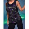 imageOYOANGLE Womens Graphic Print Mesh Sheer Tank Tops Sleeveless Yoga Athletic Running ShirtsBlack