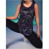 imageOYOANGLE Womens Graphic Print Mesh Sheer Tank Tops Sleeveless Yoga Athletic Running ShirtsBlack
