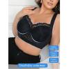 imageOYOANGLE Womens Lace Underwire Bra Comfortable Wide Strap Full Coverage Push Up BrasBlack