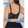 imageOYOANGLE Womens Lace Underwire Bra Comfortable Wide Strap Full Coverage Push Up BrasBlack