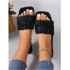 imageOYOANGLE Womens Leather Ruched Single Band Sandals Square Toe Slip On Flat SandalsBlack
