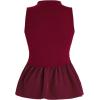 imageOYOANGLE Womens Mock Neck Babydoll Tank Top Sleeveless Rib Knit Ruffle Peplum TopsBurgundy