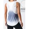 imageOYOANGLE Womens Ombre Sports Tank Top Breathable Sleeveless Mesh Workout Top Athletic Gym ShirtsWhite and Blue