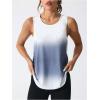imageOYOANGLE Womens Ombre Sports Tank Top Breathable Sleeveless Mesh Workout Top Athletic Gym ShirtsWhite and Blue