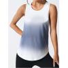 imageOYOANGLE Womens Ombre Sports Tank Top Breathable Sleeveless Mesh Workout Top Athletic Gym ShirtsWhite and Blue