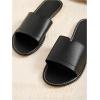 imageOYOANGLE Womens PU Leather Open Toe Flat Sandals Single Band Summer Casual Slip on SlidesBlack