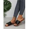 imageOYOANGLE Womens PU Leather Open Toe Flat Sandals Single Band Summer Casual Slip on SlidesBlack and Brown