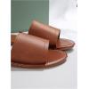 imageOYOANGLE Womens PU Leather Open Toe Flat Sandals Single Band Summer Casual Slip on SlidesBrown