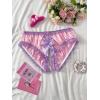 imageOYOANGLE Womens Plus Size Crotchless Panties Cute Bow Satin Underwear Mid Rise Lace Trim BriefsPink